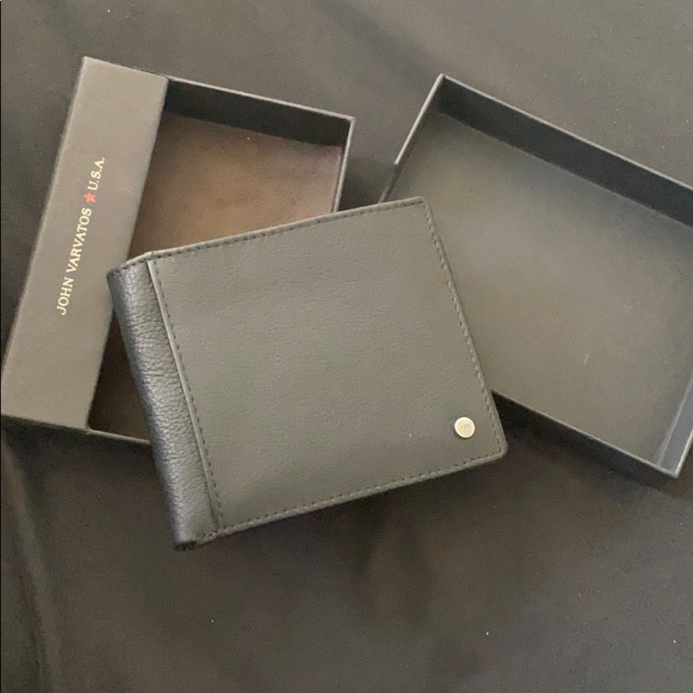 John Varvatos black leather wallet
